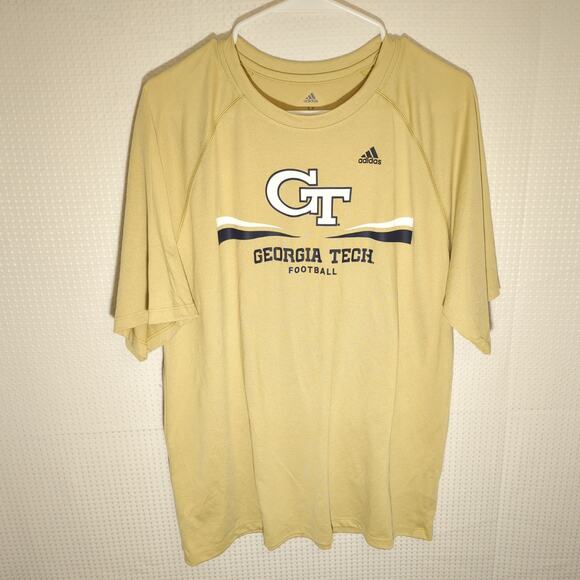 Adidas Medium Georgia Tech Football Shirt Yellow Gold Climalite NCAA Tee - Picture 1 of 6